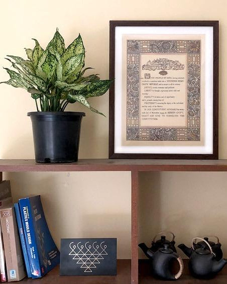 Preamble Of Original Indian Constitution - Wall Frame - Large (A3) - Wall Frames - indic inspirations
