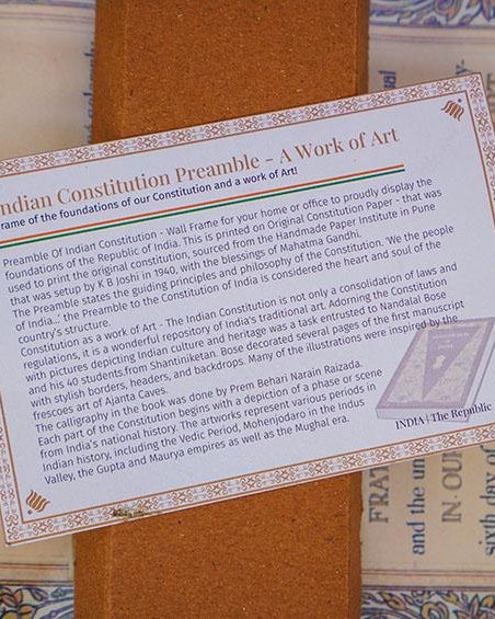 Preamble Of Original Indian Constitution - Wall Frame - Large (A3) - Wall Frames - indic inspirations