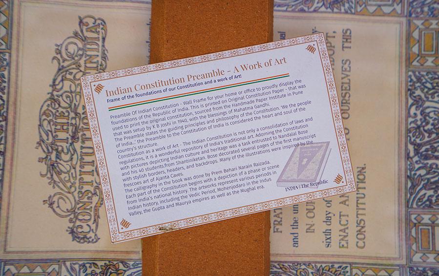 Preamble Of Original Indian Constitution - Wall Frame - Large (A3) - Wall Frames - indic inspirations