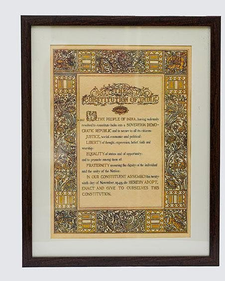 Preamble Of Original Indian Constitution - Wall Frame - Large (A3) - Wall Frames - indic inspirations