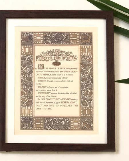 Preamble Of Original Indian Constitution - Wall Frame - Large (A3) - Wall Frames - indic inspirations