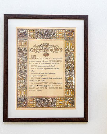 Preamble Of Original Indian Constitution - Wall Frame - Large (A3) - Wall Frames - indic inspirations