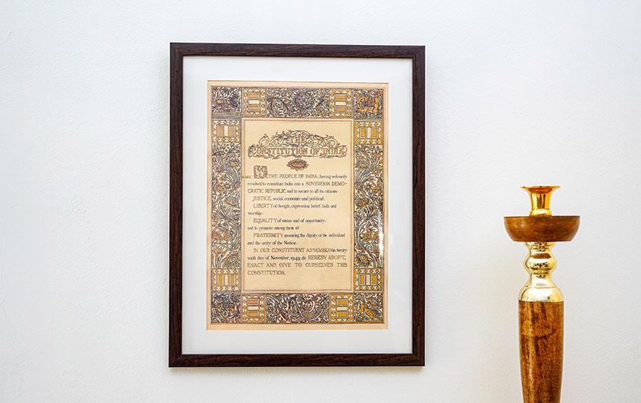 Preamble Of Original Indian Constitution - Wall Frame - Large (A3) - Wall Frames - indic inspirations