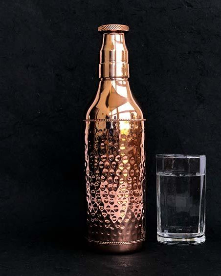 Pure Copper Hammered Water Bottle - Water Bottles - indic inspirations