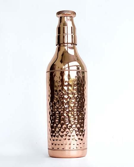 Pure Copper Hammered Water Bottle - Water Bottles - indic inspirations