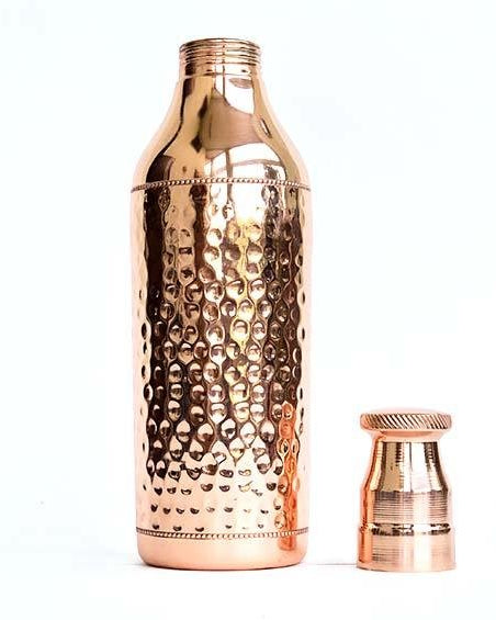 Pure Copper Hammered Water Bottle - Water Bottles - indic inspirations