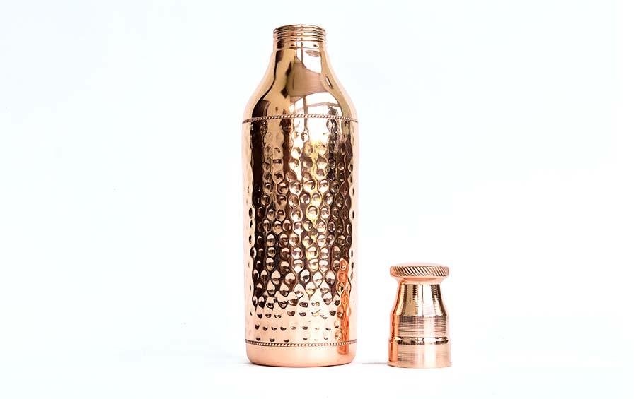 Pure Copper Hammered Water Bottle - Water Bottles - indic inspirations