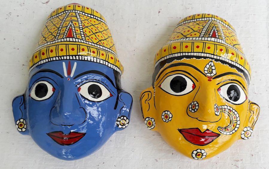 RADHA KRISHNA : Mask Pair (L) - Masks - indic inspirations