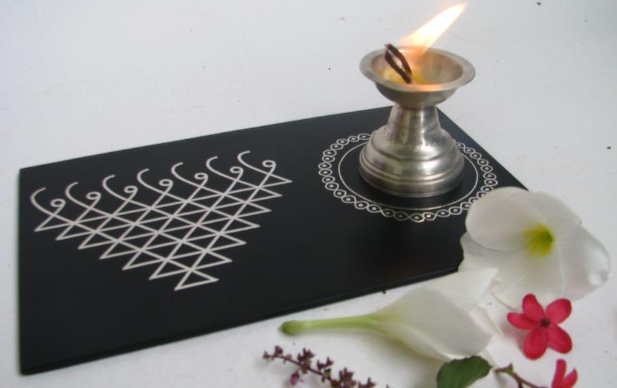 Saraswati Yantra Diya Plate - Coasters - indic inspirations