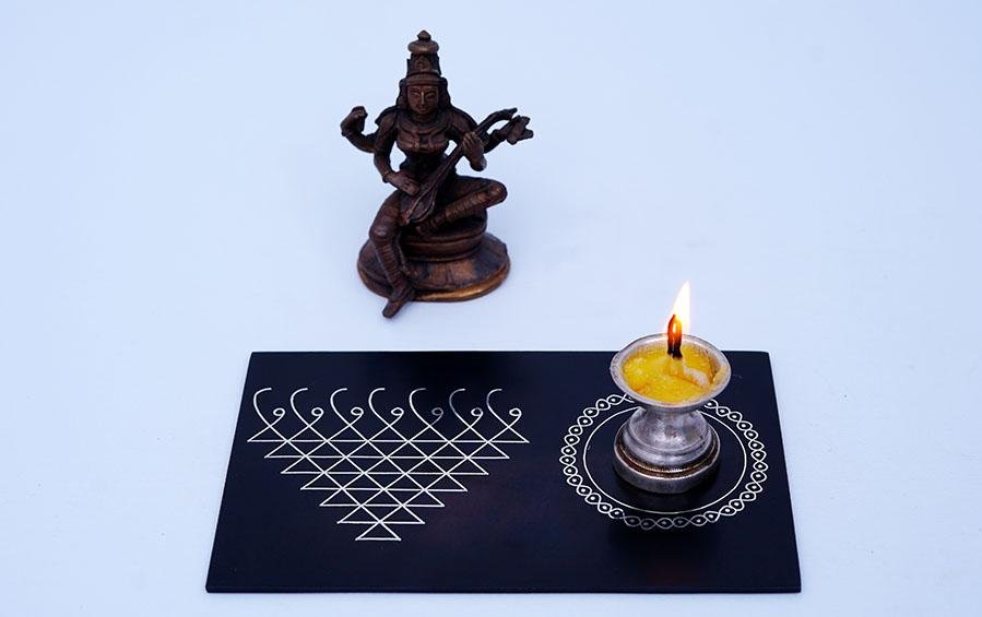 Saraswati Yantra Diya Plate - Diya Plates - indic inspirations