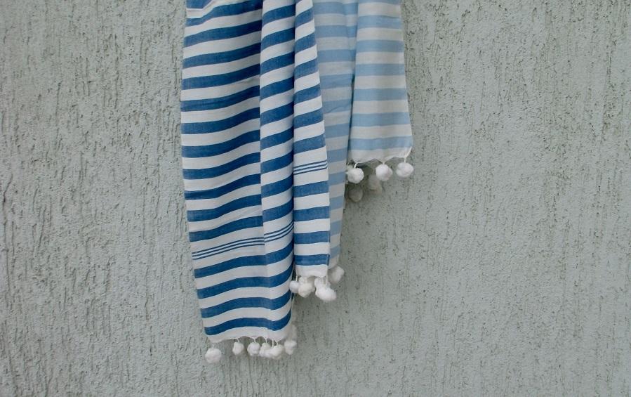 SCARF – BENGAL HANDLOOM COTTON | BLUE STRIPES - Scarves - indic inspirations