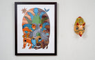 Shiva Getting Drunk #2 | Gond Painting | A3 Frame - paintings - indic inspirations