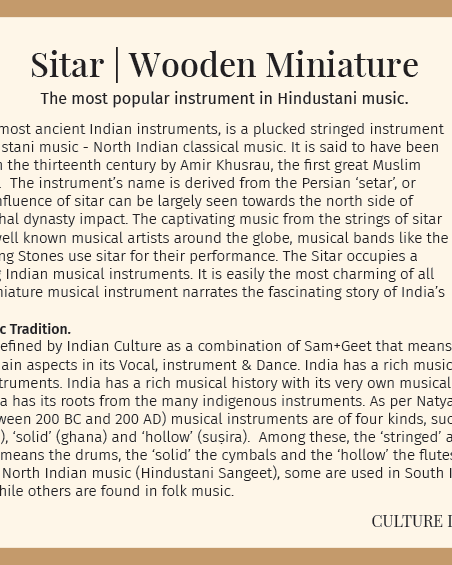 Sitar | Wooden Miniature - Miniature Musical Instruments - indic inspirations