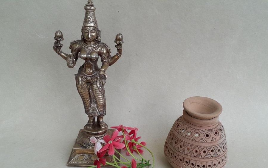 Standing Laxmi 10" - Sculptures - indic inspirations