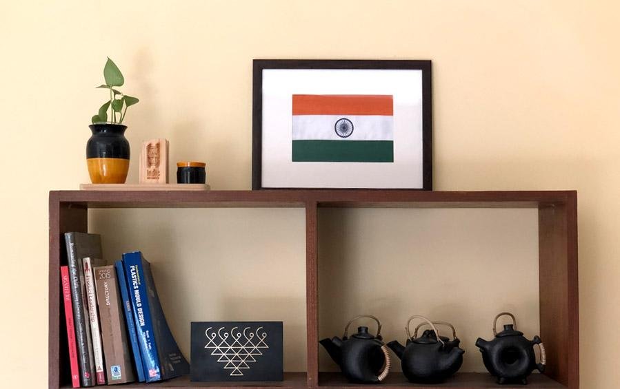 Tiranga - Handspun Khadi National Flag - Wall Frame ( Small ) - Flags - indic inspirations