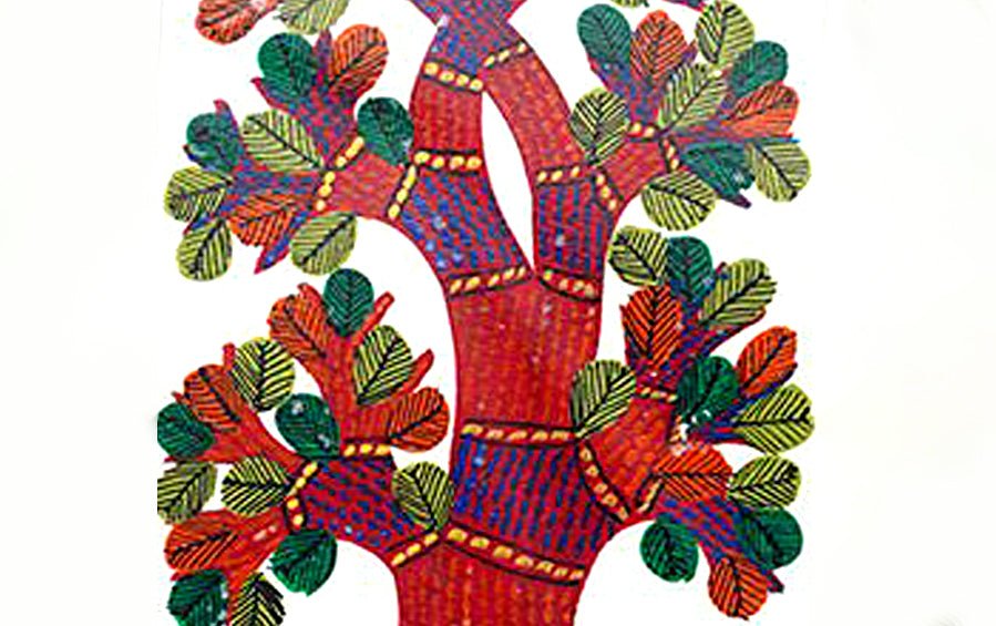 Tree | Gond Painting | A5 Frame - paintings - indic inspirations