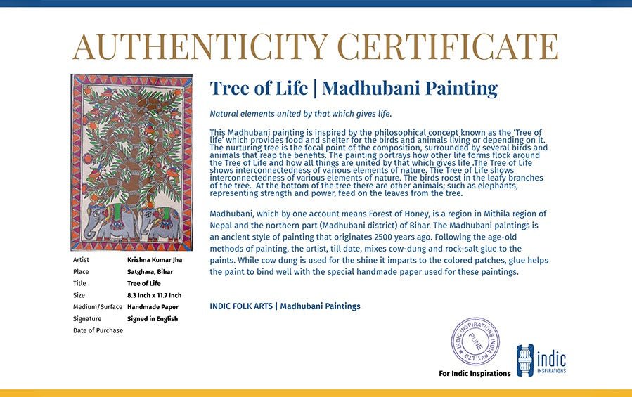 Tree of Life | Madhubani Painting | A4 Frame - paintings - indic inspirations