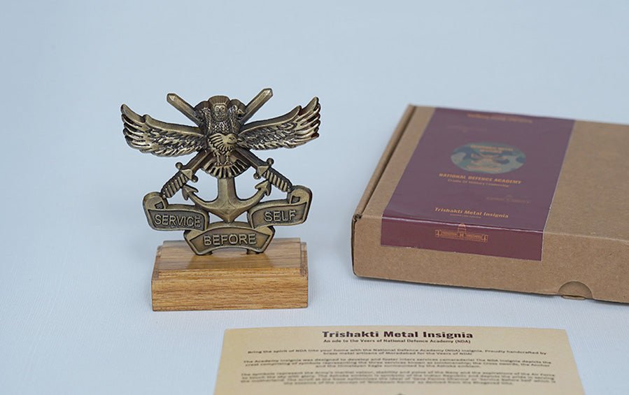Trishakti Metal Insignia - Desk showpiece - indic inspirations