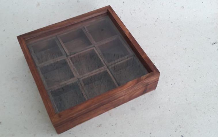 Wooden 9 Chambers Spice Box - Boxes - indic inspirations