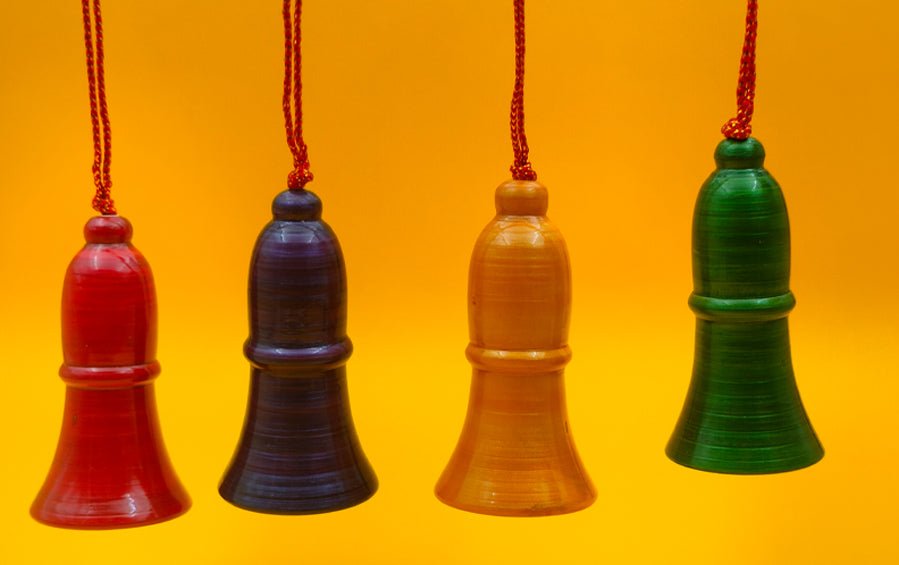 Wooden Bells for Christmas Tree - Set of 4 - Décor hanging - indic inspirations