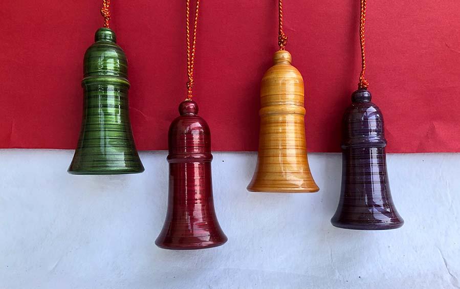 Wooden Bells for Christmas Tree - Set of 4 - Décor hanging - indic inspirations