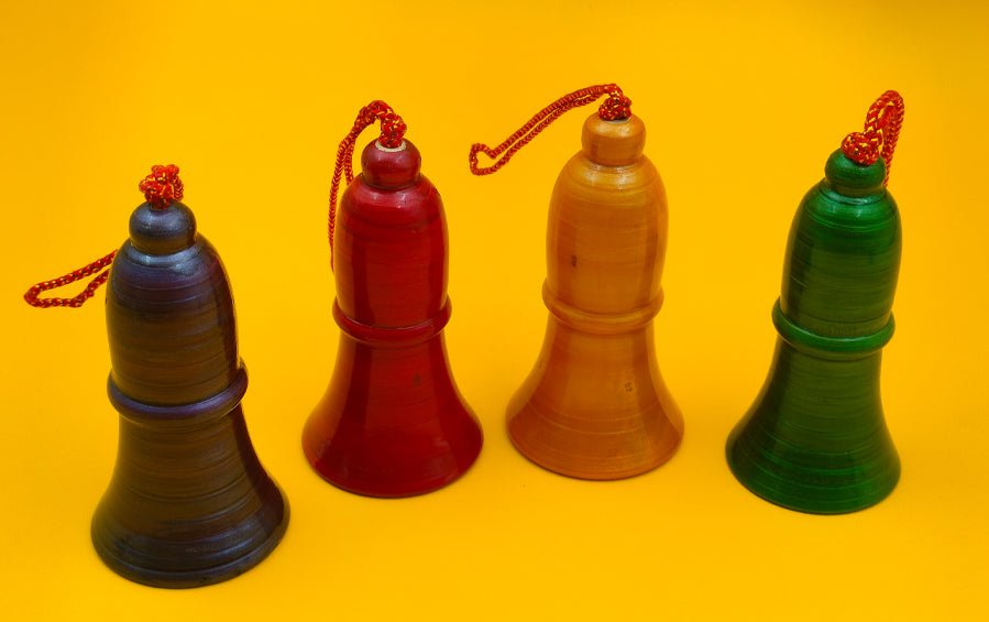 Wooden Bells for Christmas Tree - Set of 4 - Décor hanging - indic inspirations