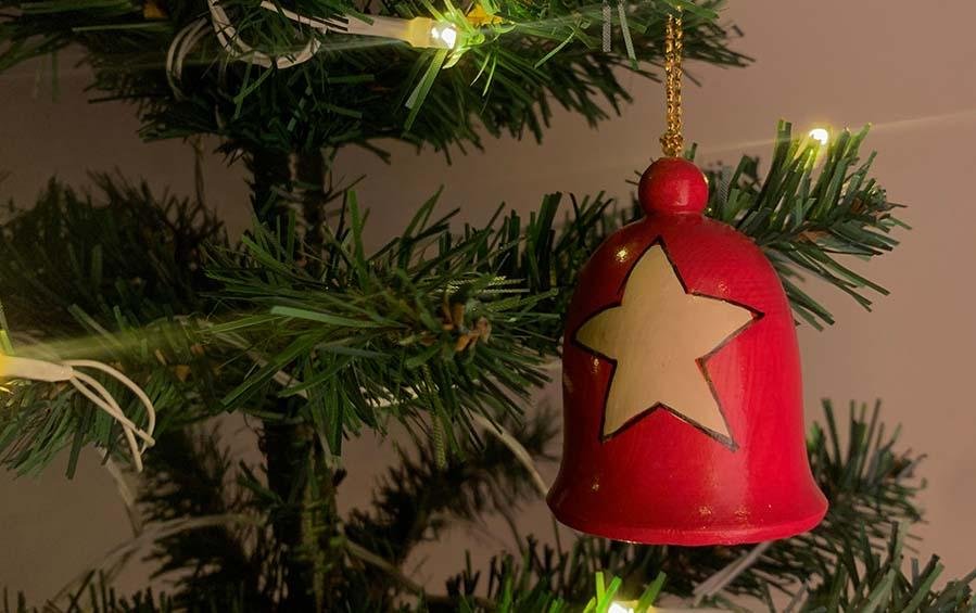 Wooden Bells with Star for Christmas Tree - Set of 4 - Décor hanging - indic inspirations
