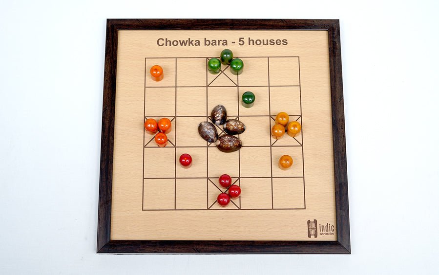 Wooden Chaukabara 5 Houses - Board Games - indic inspirations