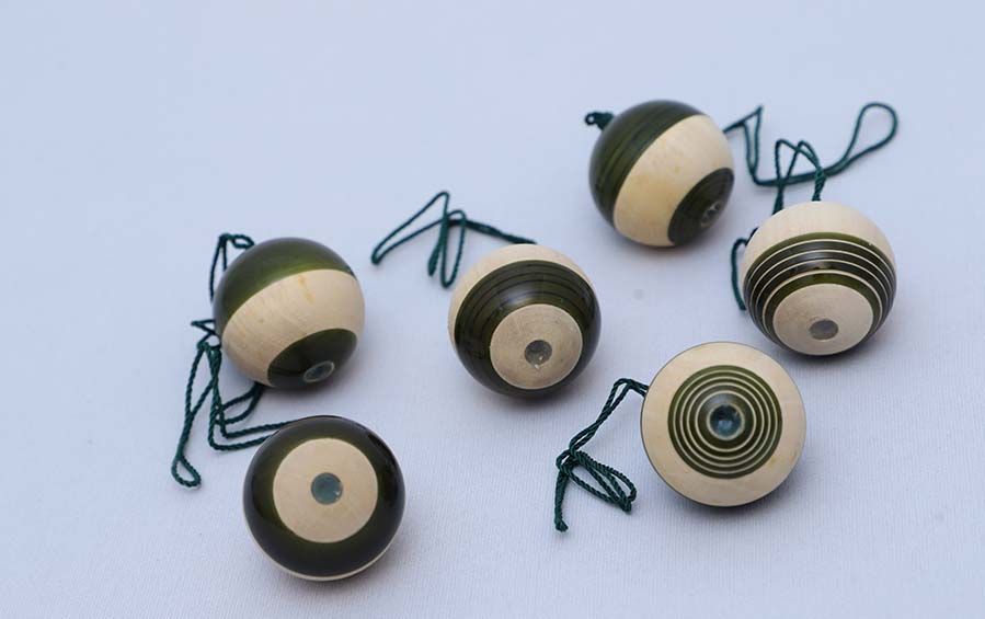 Wooden Christmas Decor : YULTIDE BAUBLES – Green (Set of Six) - Décor hanging - indic inspirations