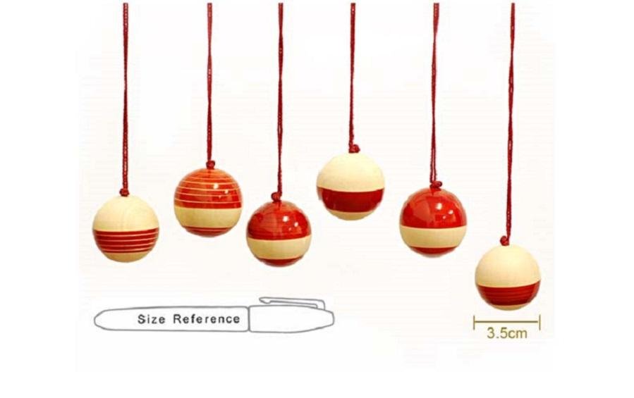 Wooden Christmas Decor : YULTIDE BAUBLES – Red (Set of Six) - Décor hanging - indic inspirations
