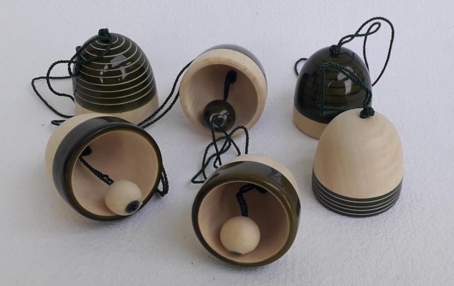 Wooden Christmas Decor : YULTIDE BELLS – Green (Set of Six) - Décor hanging - indic inspirations