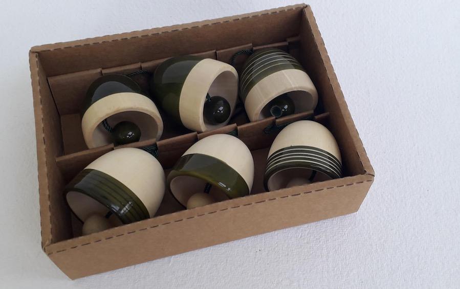 Wooden Christmas Decor : YULTIDE BELLS – Green (Set of Six) - Décor hanging - indic inspirations