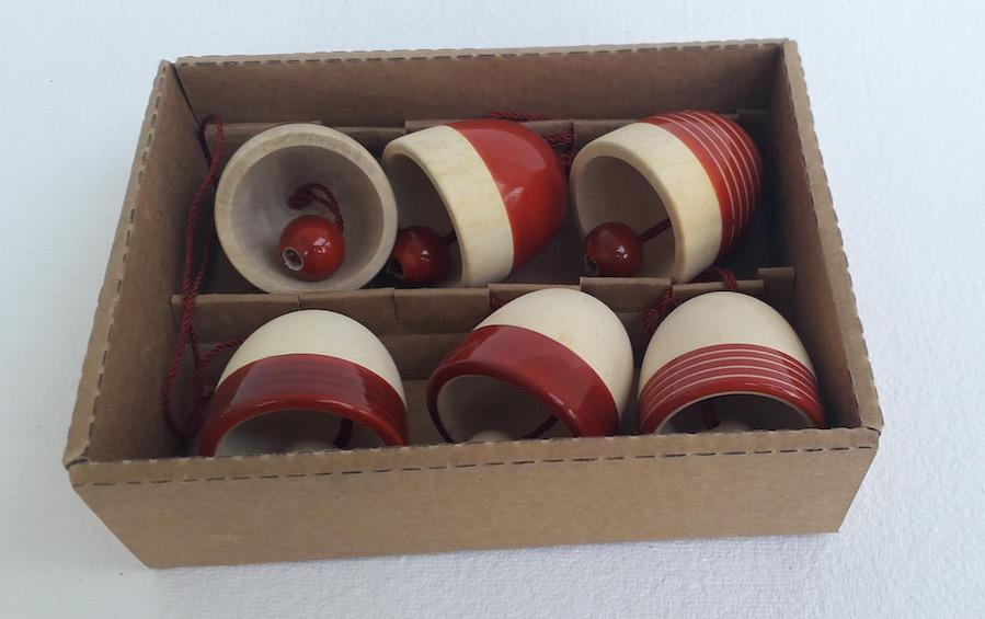 Wooden Christmas Decor : YULTIDE BELLS – Red (Set of Six) - Décor hanging - indic inspirations