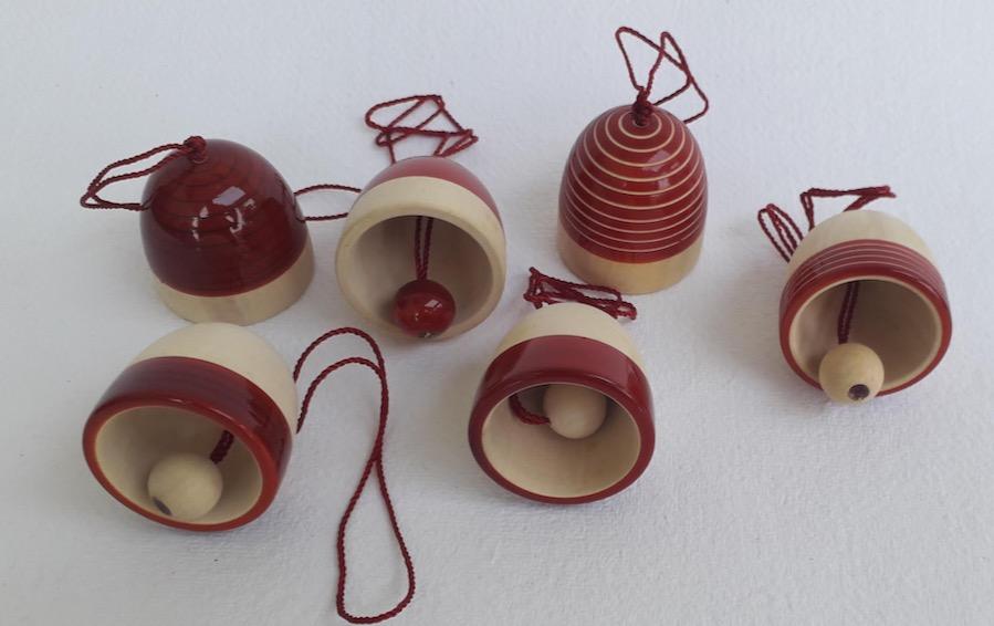 Wooden Christmas Decor : YULTIDE BELLS – Red (Set of Six) - Décor hanging - indic inspirations
