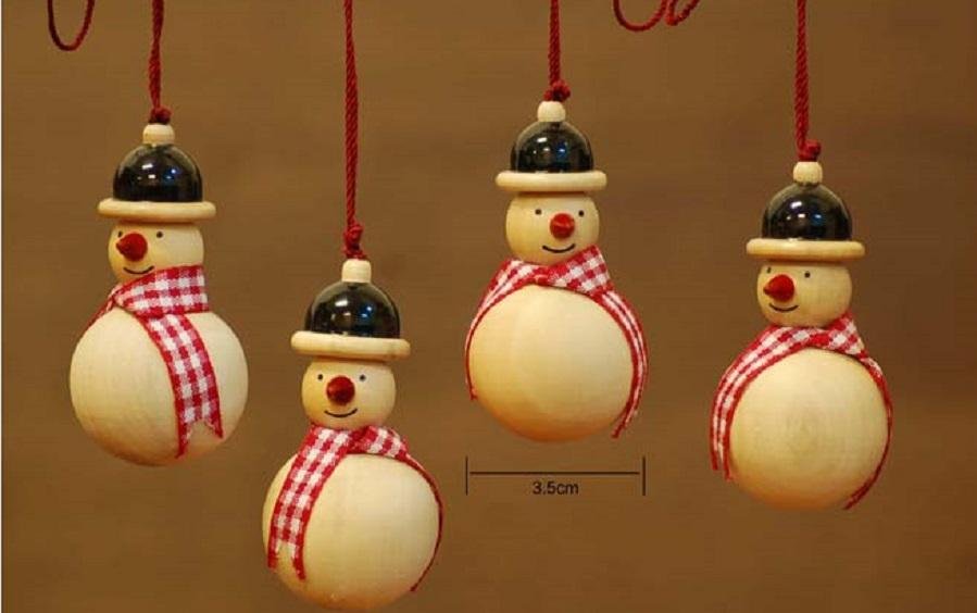 Wooden Christmas Décor : YULTIDE SNOWMAN (set of 4) - Décor hanging - indic inspirations