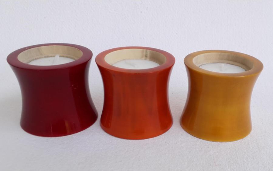 Wooden Diyas - Set of 3 - Candle holders - indic inspirations