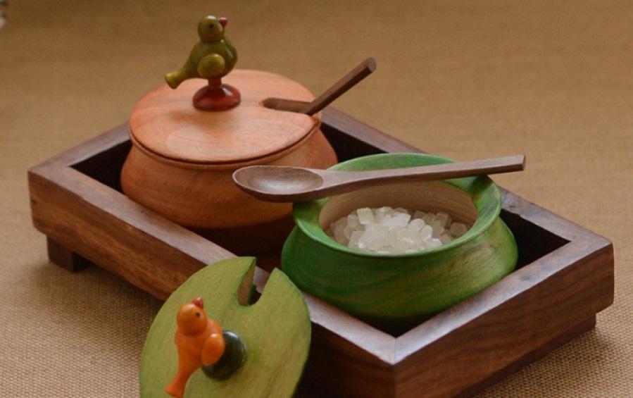 Wooden Parrot Jar Set - servers - indic inspirations