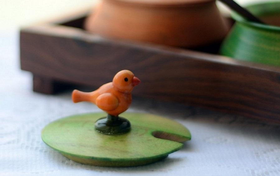 Wooden Parrot Jar Set - servers - indic inspirations