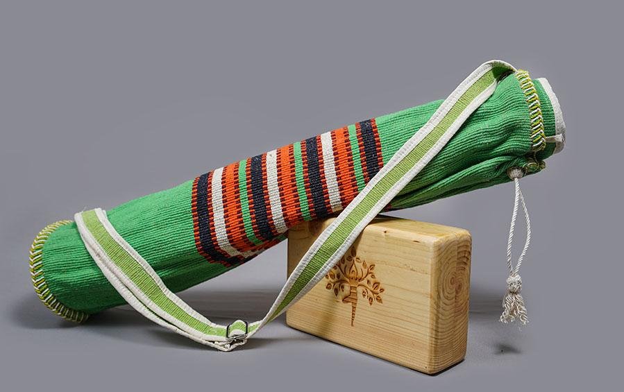 Yoga Cylindrical Bag -Pastel Green with Pattern - Yoga bags - indic inspirations