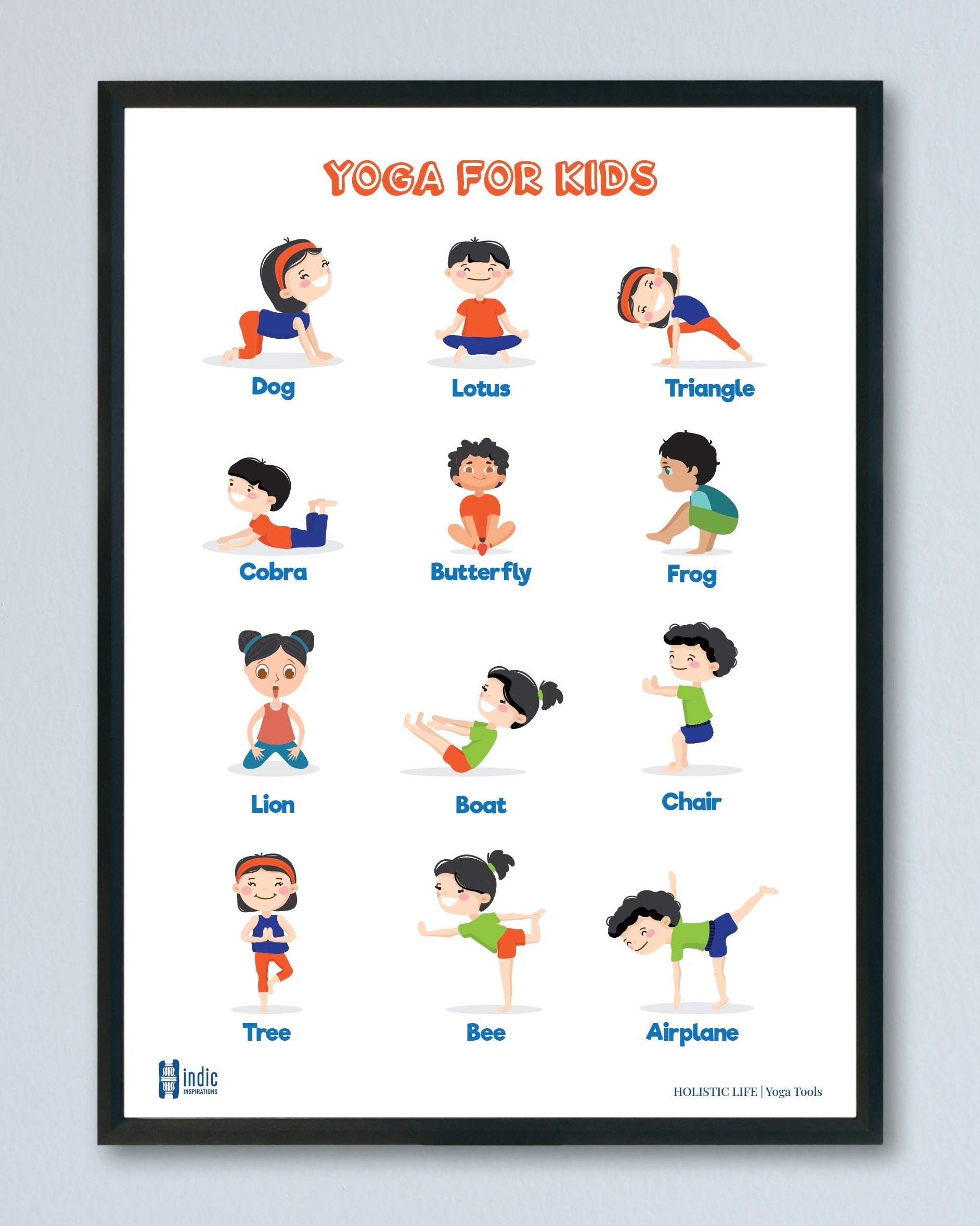 Yogasanas for Kids - A3 Frame - Wall Frames - indic inspirations