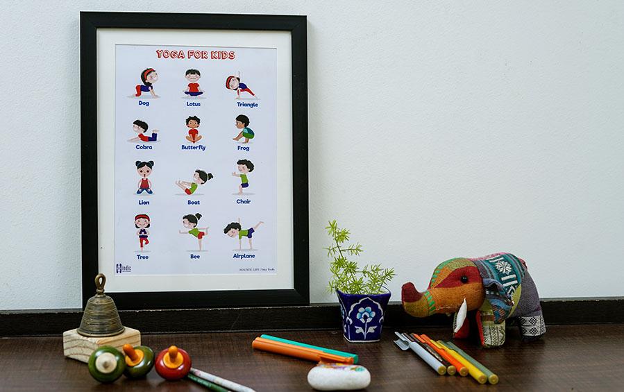 Yogasanas for Kids - A4 Frame - Wall Frames - indic inspirations