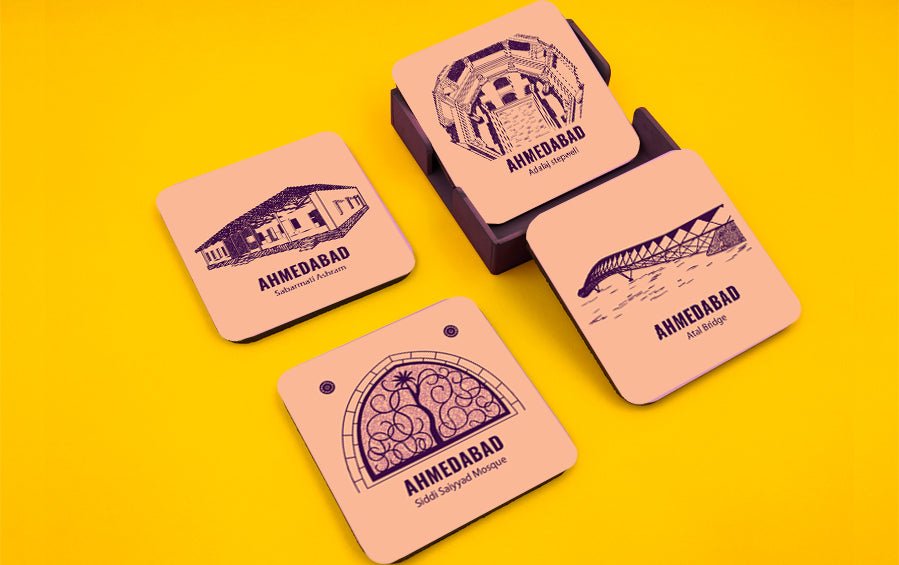 AHMEDABAD | Set of 4 Coasters - Coasters - Indic Inspirations