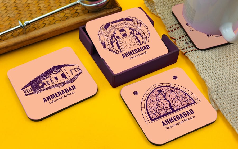 AHMEDABAD | Set of 4 Coasters - Coasters - Indic Inspirations