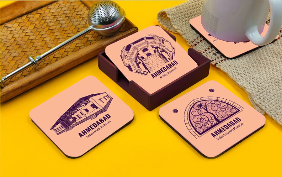 AHMEDABAD | Set of 4 Coasters - Coasters - Indic Inspirations
