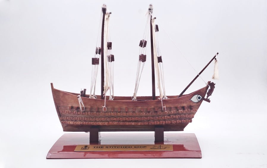 Ancient Indian Stitched Ship Model | 24” W Scale Model - scale models - Indic Inspirations