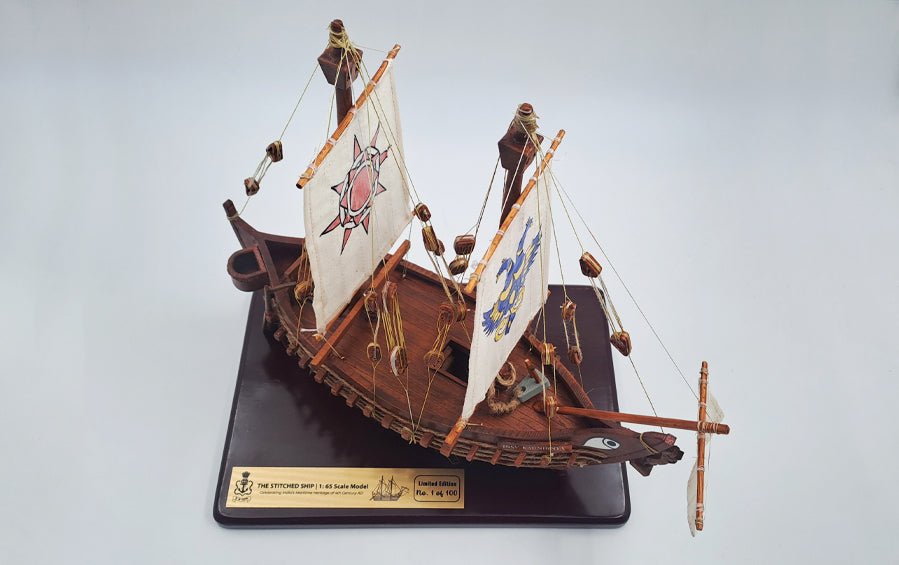 Ancient Indian Stitched Ship Model | 24” W Scale Model - scale models - Indic Inspirations