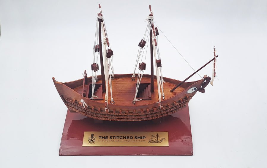 Ancient Indian Stitched Ship Model | 24” W Scale Model - scale models - Indic Inspirations