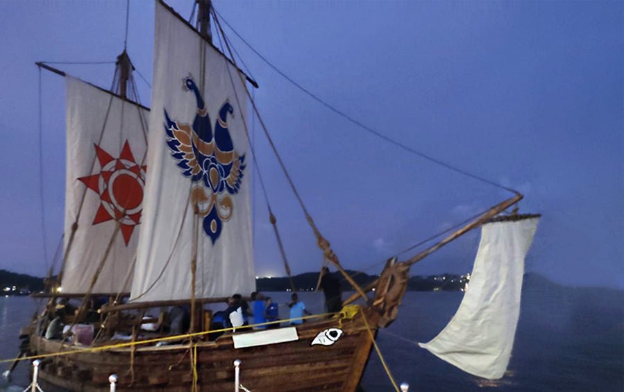 Ancient Indian Stitched Ship Model | 24” W Scale Model - scale models - Indic Inspirations