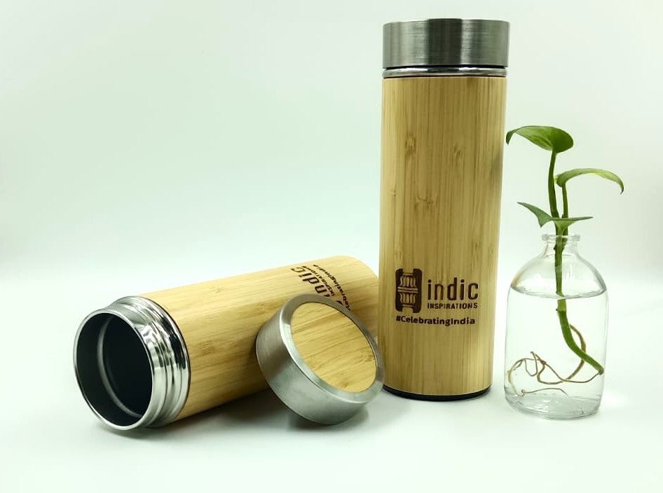 Bamboo Steel Bottle - 500 ml - Water Bottles - Indic Inspirations