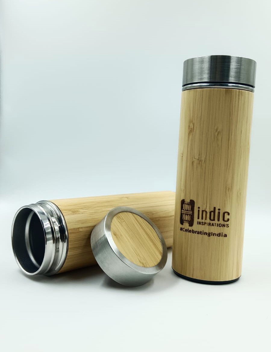 Bamboo Steel Bottle - 500 ml - Water Bottles - Indic Inspirations